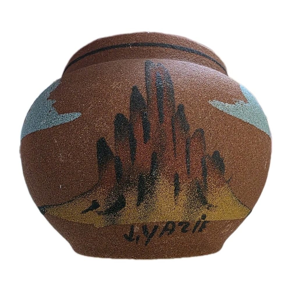 Vintage Rancho Feliz Signed NM Southwestern Pottery Bowl Desert Scene